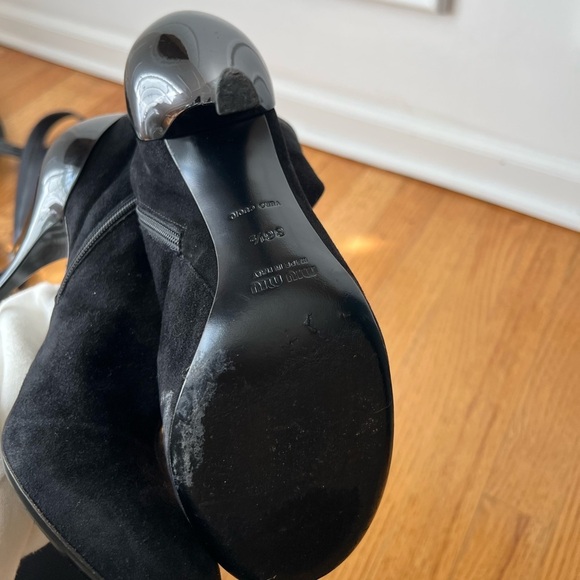 Miu Miu Black Ankle Heeled Boots Sleek Suede Design Size 36.5 Quiet Luxury - Picture 7 of 9